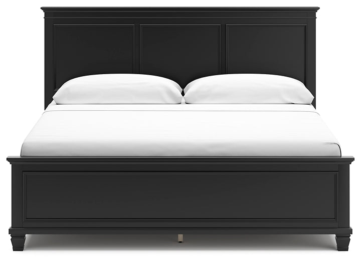 Lanolee King Panel Bed with Mirrored Dresser