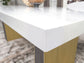 Carla Rectangular Dining Table with Cultured Carrara Marble Top White and Gold