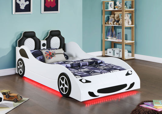 Cruiser Wood Twin LED Car Bed White