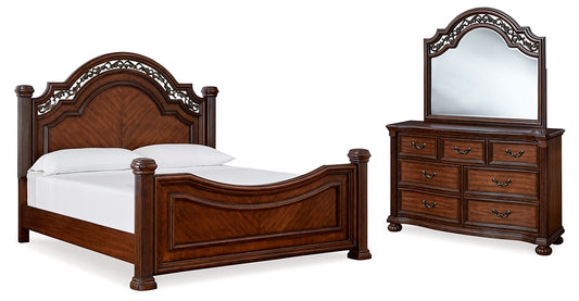 Lavinton Queen Poster Bed with Mirrored Dresser