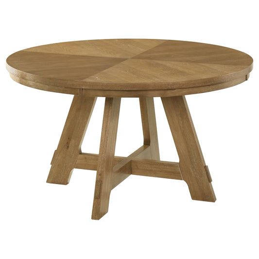 Danvers Round 54-inch Wood Dining Table Brown Oak