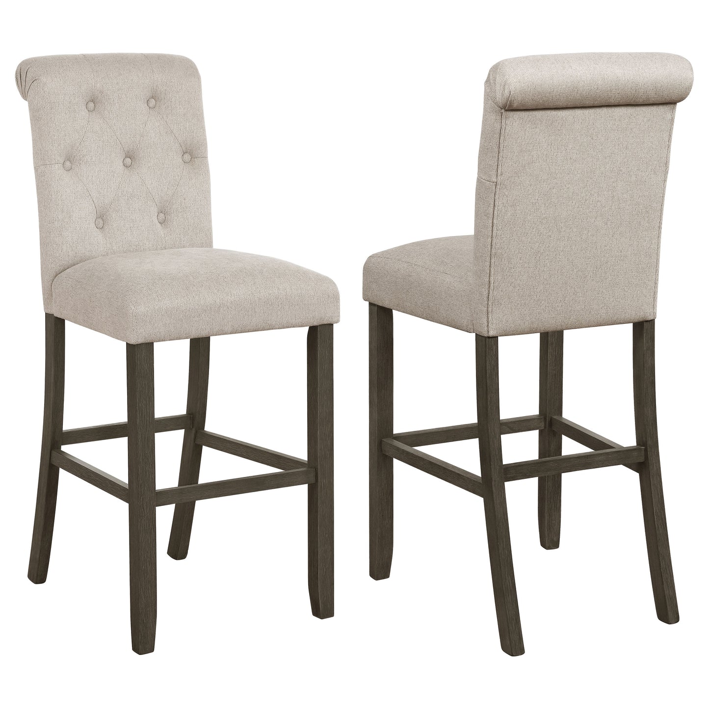 Balboa Tufted Back Bar Stools Beige and Rustic Brown (Set of 2)