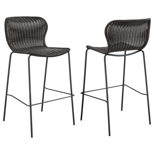 Mckinley Upholstered Bar Stools with Footrest (Set of 2) Brown and Sandy Black