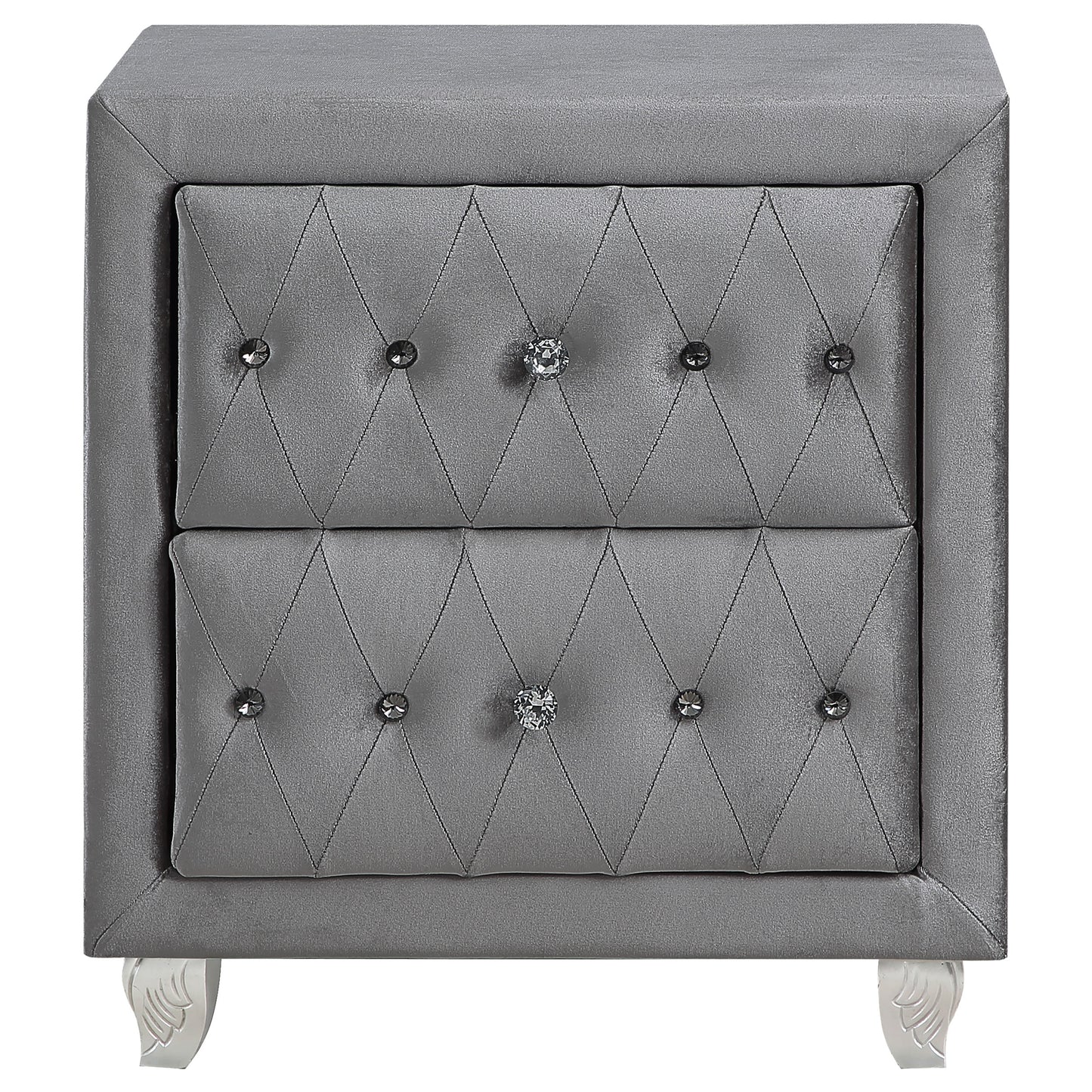 Deanna Upholstered 2-drawer Nightstand Grey