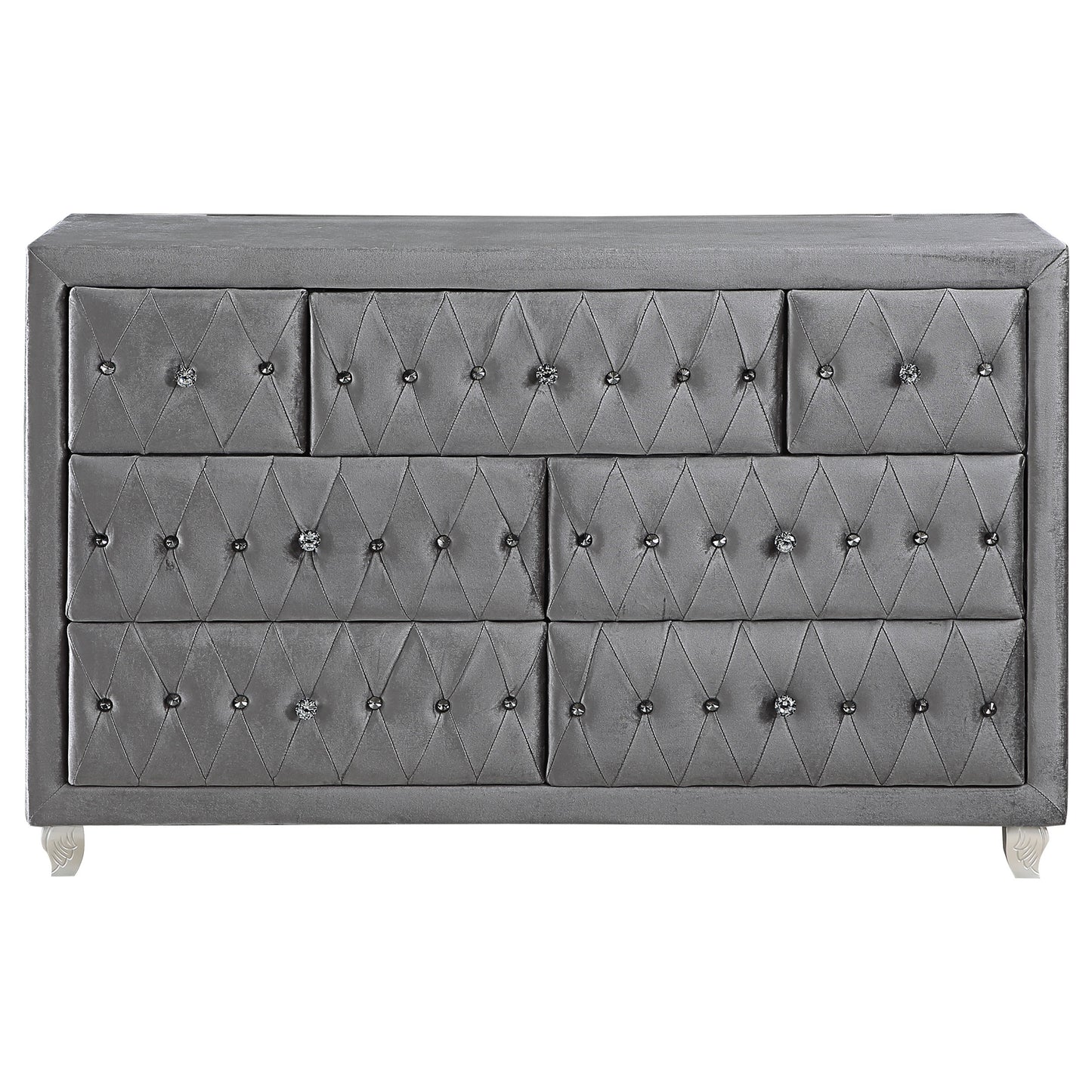 Deanna 7-drawer Upholstered Dresser Grey