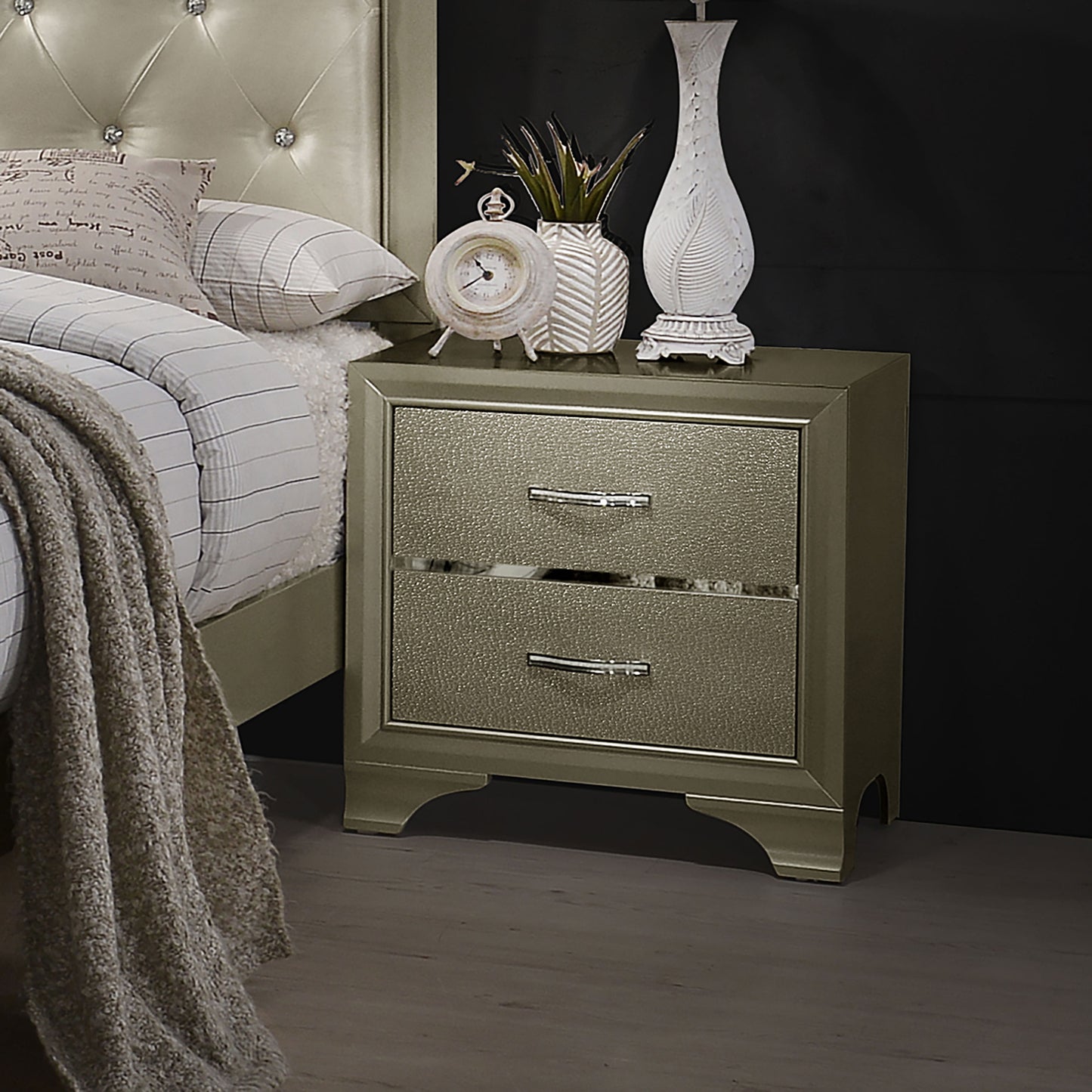 Beaumont 2-drawer Nightstand Champagne