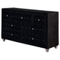 Deanna 7-drawer Upholstered Dresser Black