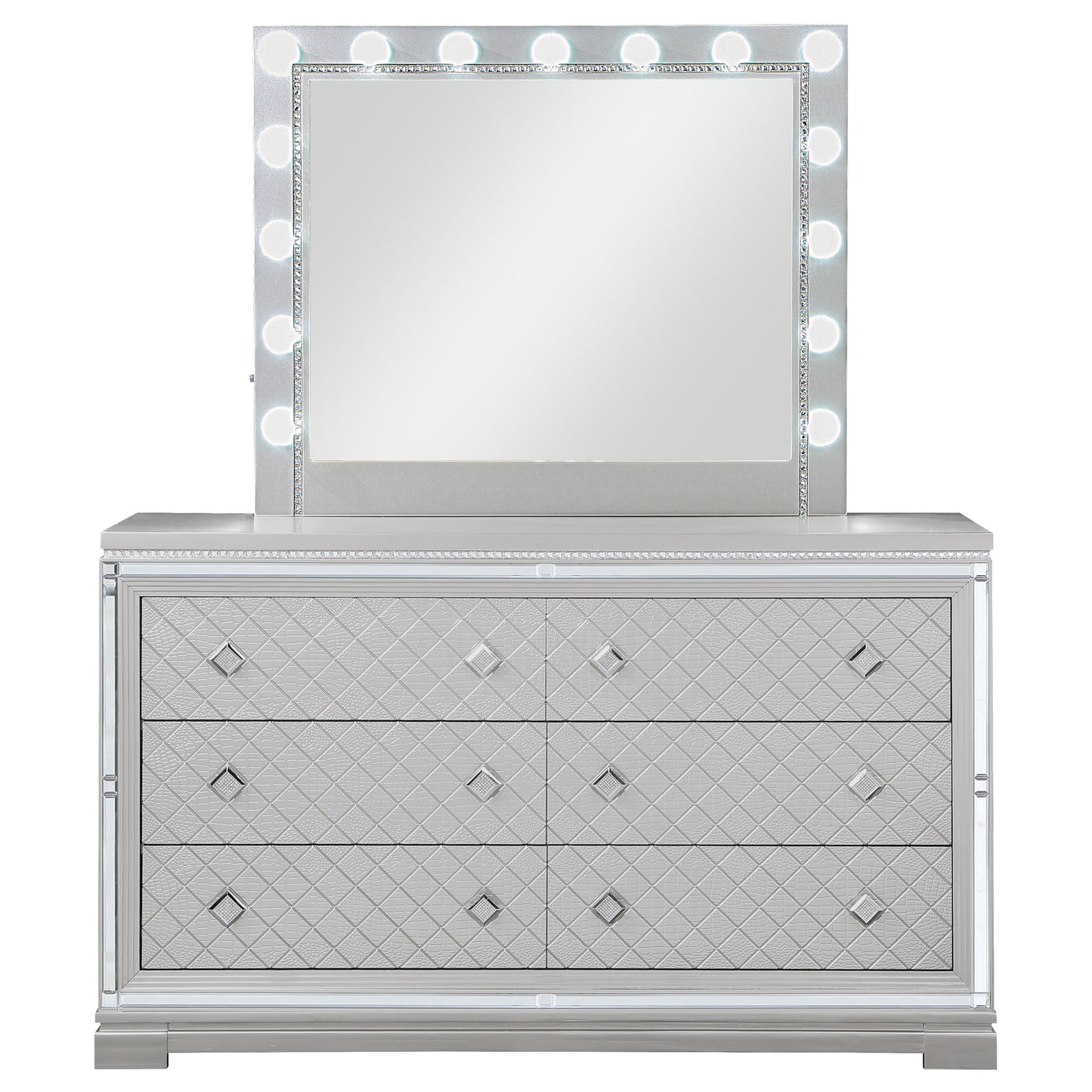 Eleanor Rectangular 6-drawer Dresser with Mirror Metallic
