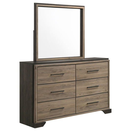 Baker 6-drawer Dresser with Mirror Brown and Light Taupe