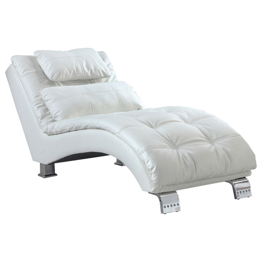 Dilleston Faux Leather Upholstered Tufted Chaise White