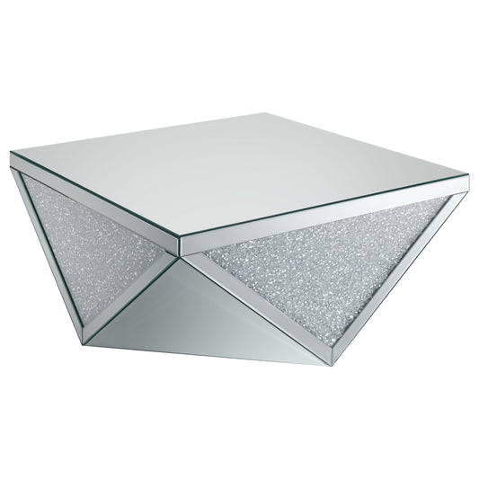 Amore Sqaure Mirrored Acrylic Crystal Coffee Table Silver